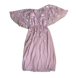 Asos Kimono Cape Maxi Dress Pink Floral Embroidered Bridesmaid Wedding Size 0 (R